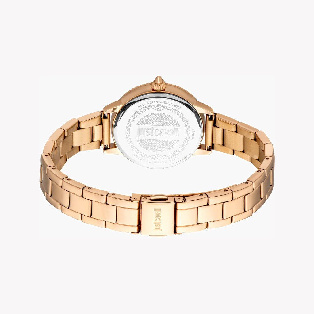 JUST CAVALLI Women's Watch with Rose Gold Stainless Steel Case and Rose Gold Stainless Steel Band
