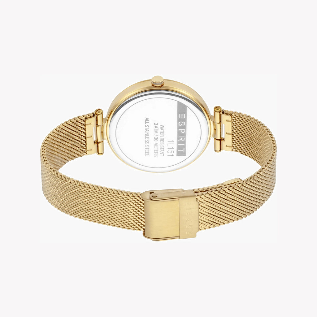 ESPRIT Women's Watch with Gold Stainless Steel Case and Gold Stainless Steel Band