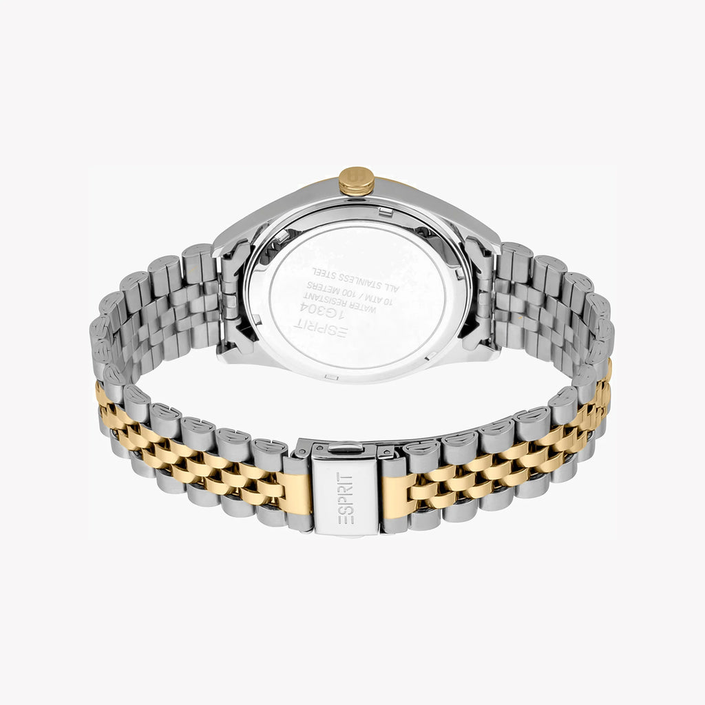 ESPRIT MEN'S ELEGANCE - SILVER & GOLD STAINLESS STEEL WATCH WITH BLACK DIAL