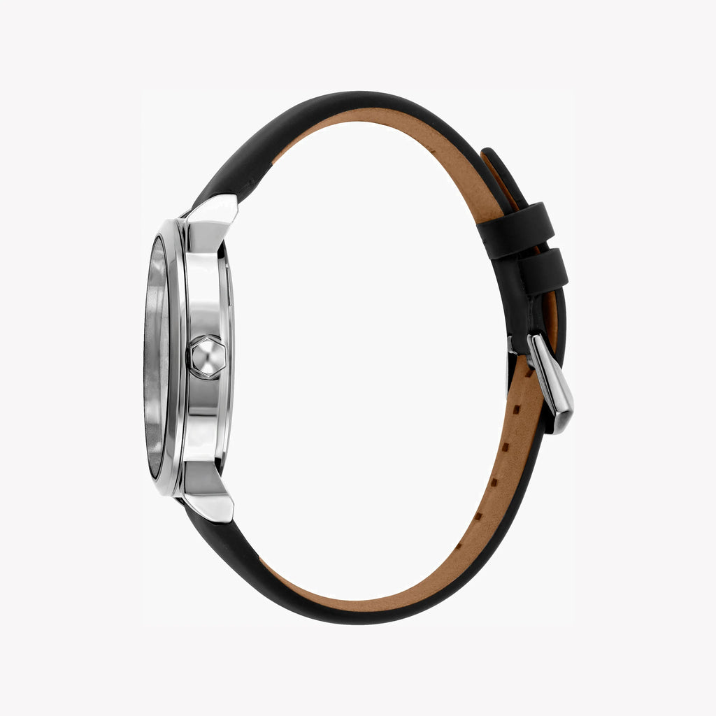 JUST CAVALLI JC1G079L0015 - ELEGANT MEN'S WATCH WITH SILVER DIAL & BLACK LEATHER BAND