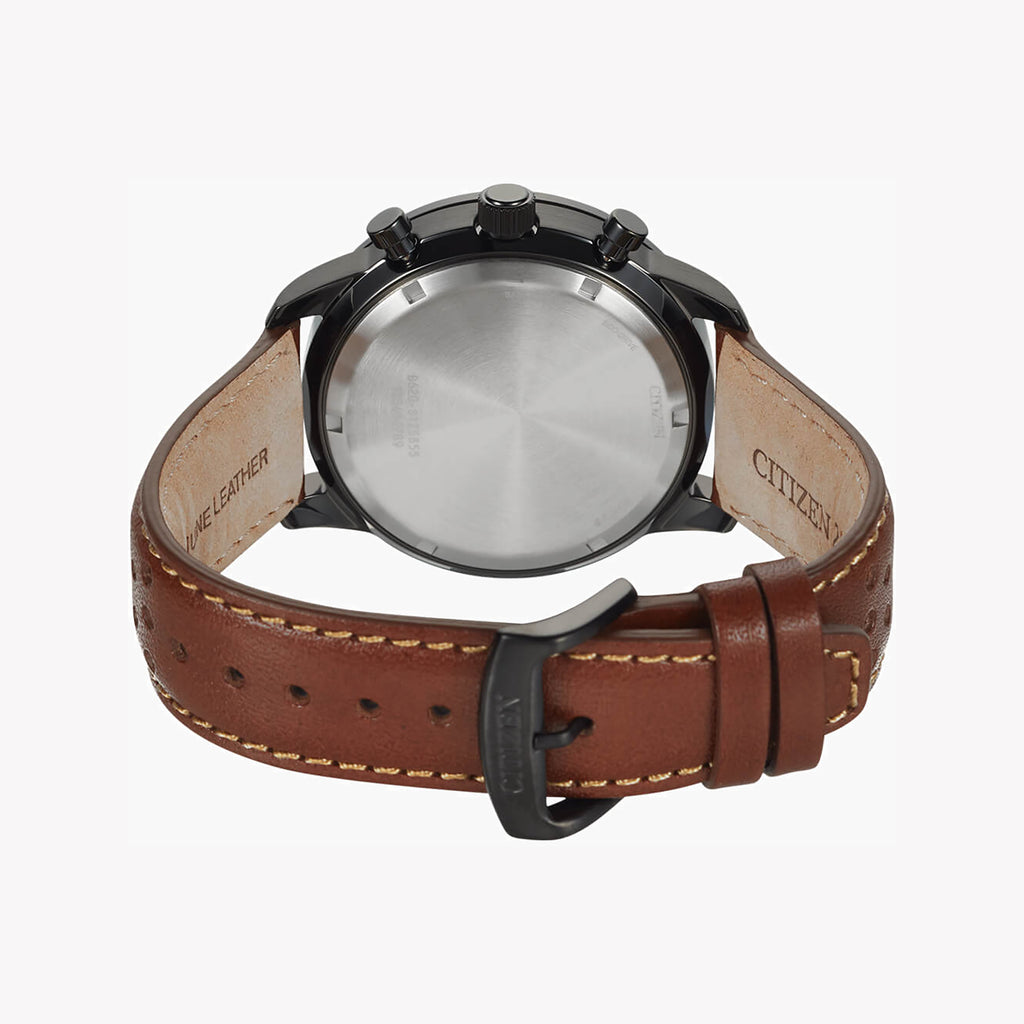 CITIZEN CA4505-12E - BOLD & TIMELESS: Men's Chronograph Watch with Black Dial & Brown Leather Band