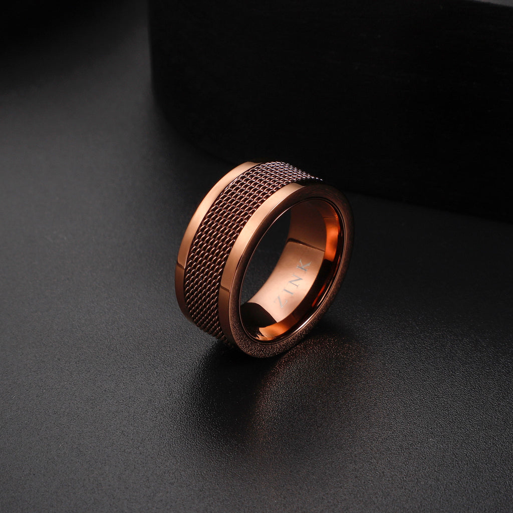ZINK Men's Rose Gold Stainless Steel Ring | ZJRG008SBR