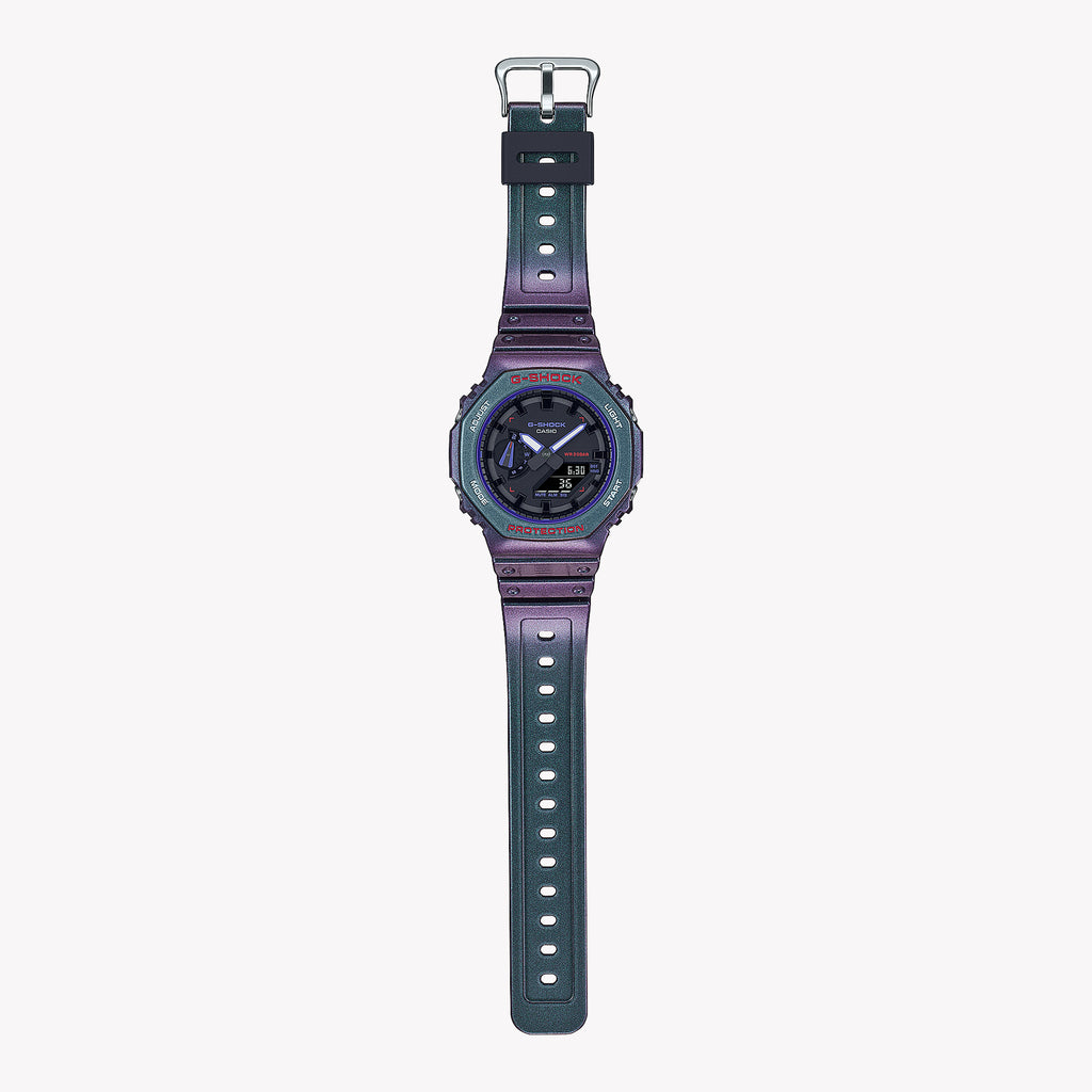 CASIO G-SHOCK GA-2100AH-6ADR - VIBRANT PURPLE ADVENTURER Men's Watch with durable resin band and sleek black dial