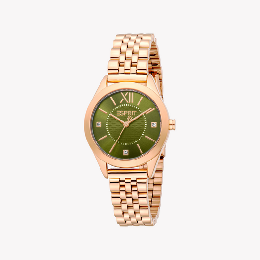 ESPRIT Women's Rose Gold Watch, Olive Dial | ES1L434M1045