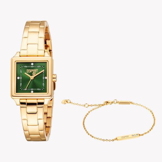ESPRIT Women's Gold/Green Stainless Watch | ES1L511M0045