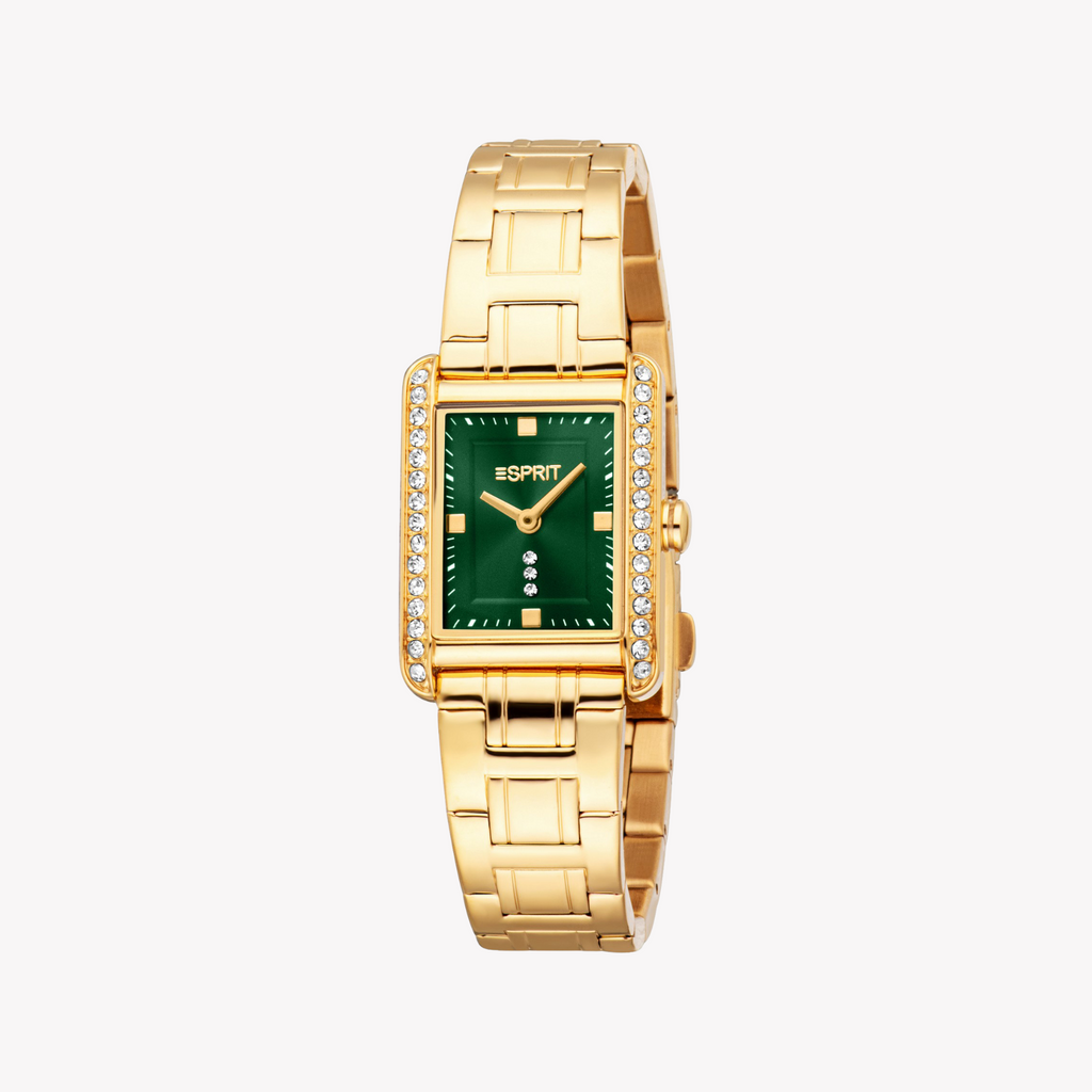 ESPRIT Women's Gold Stainless Steel, Dark Green | ES1L512M0055
