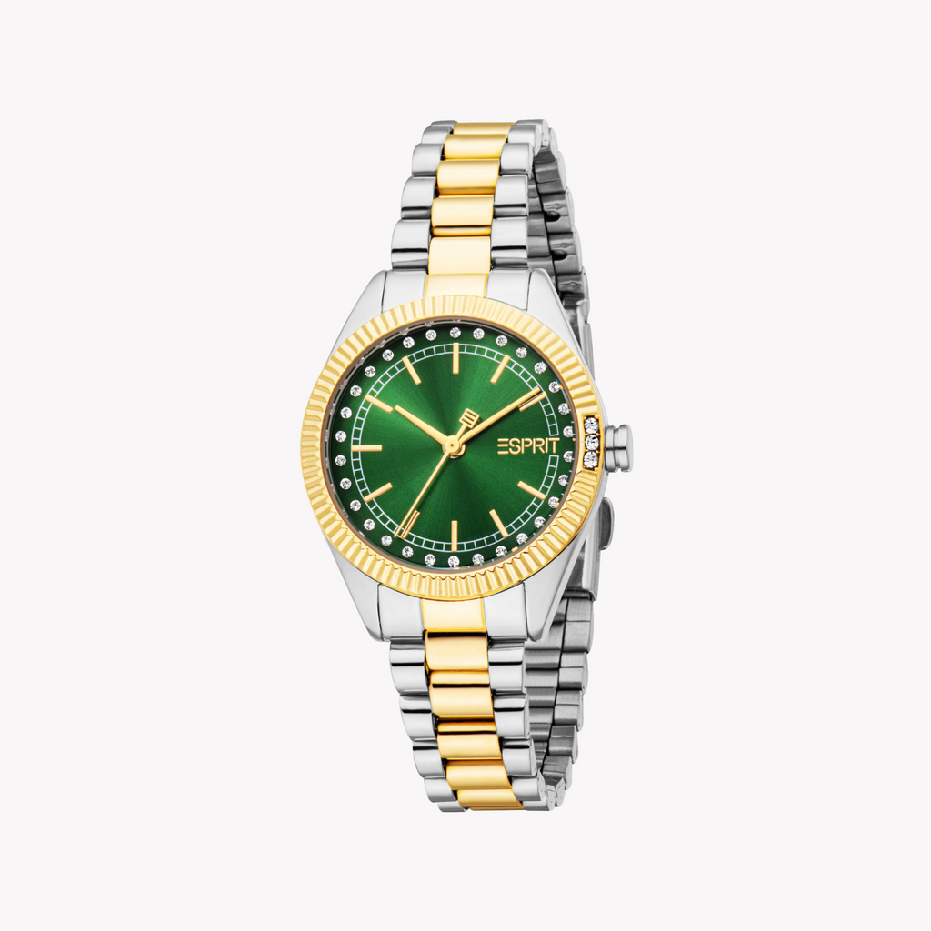 ESPRIT Women's Silver/Gold, Green Watch | ES1L515M0065