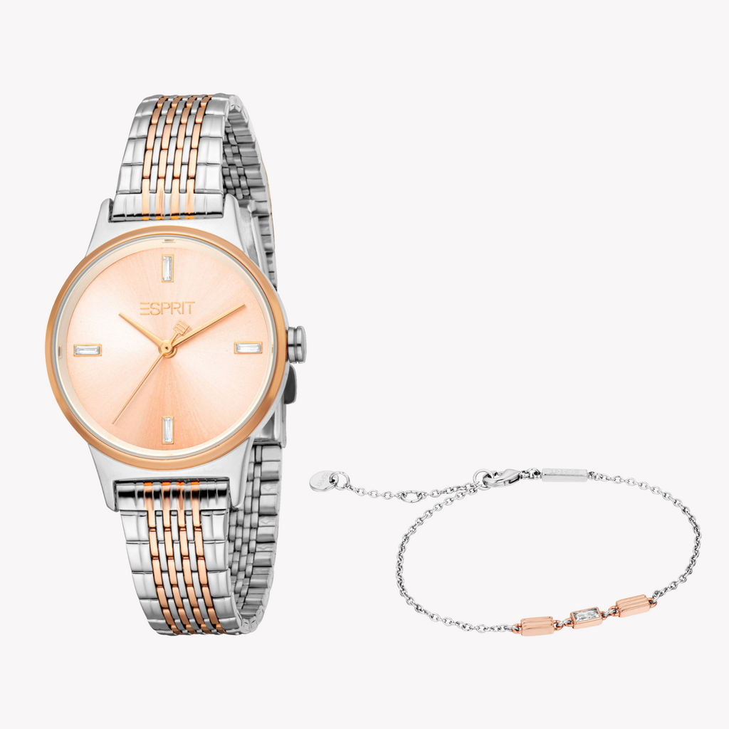 ESPRIT Women's Silver/Rose Gold Watch | ES1L519M0055