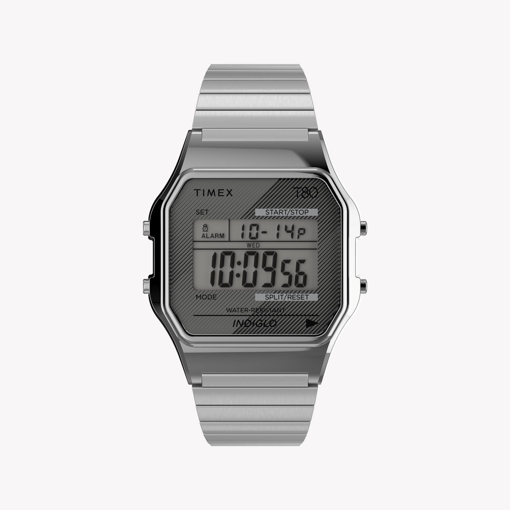 TIMEX TW2R79100 UNISEX LUXURY DIGITAL WATCH - SILVER RESIN & STAINLESS STEEL ELEGANCE
