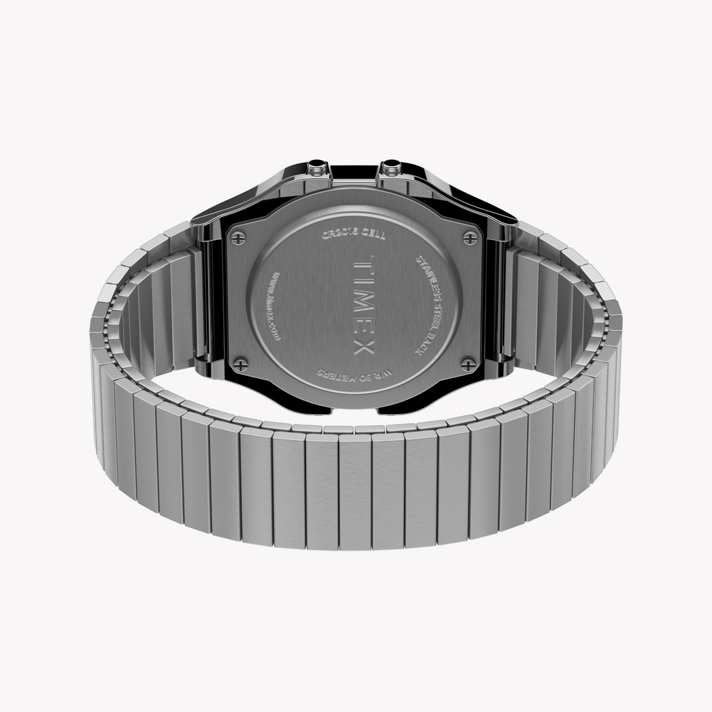 TIMEX TW2R79100 UNISEX LUXURY DIGITAL WATCH - SILVER RESIN & STAINLESS STEEL ELEGANCE