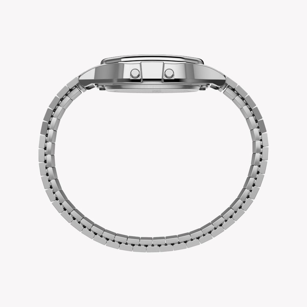 TIMEX TW2R79100 UNISEX LUXURY DIGITAL WATCH - SILVER RESIN & STAINLESS STEEL ELEGANCE