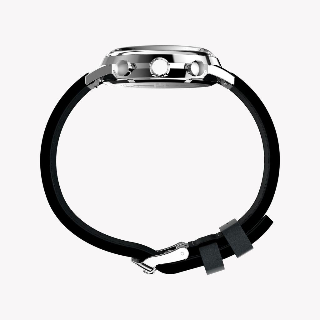 TIMEX Men's Silver/Black, Stainless/Leather | TW2W98900