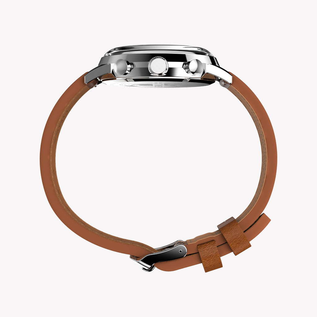 TIMEX Men's Stainless Steel, Silver/Brown | TW2W99100