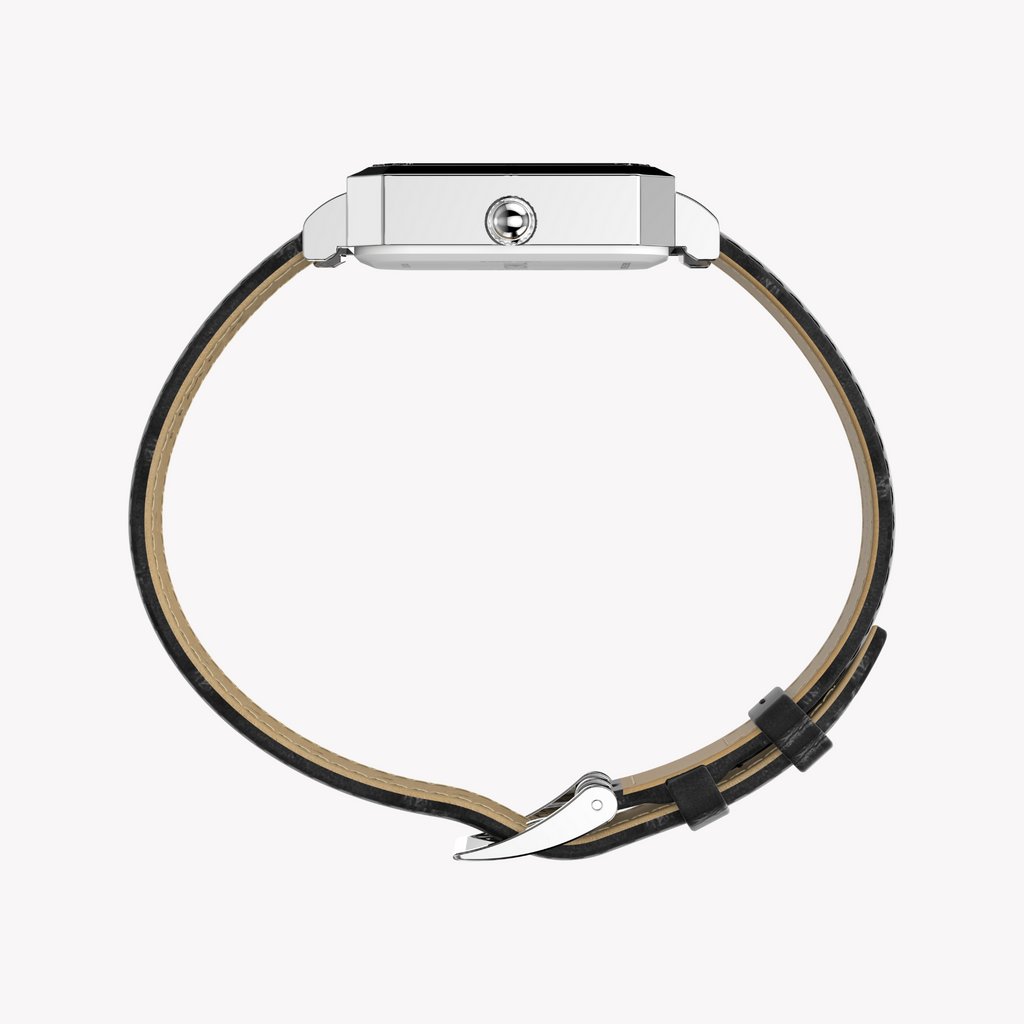 TIMEX Women's Silver/Black Leather Watch | TW2Y00800