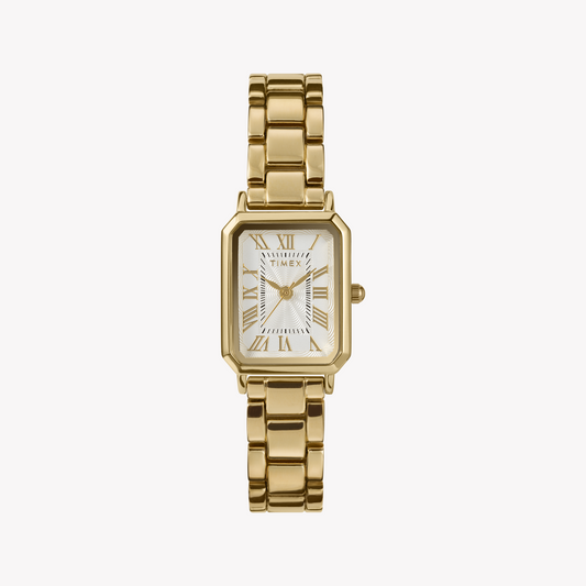 TIMEX Women's Gold Alloy Watch, Gold/White | Model TW2Y01200