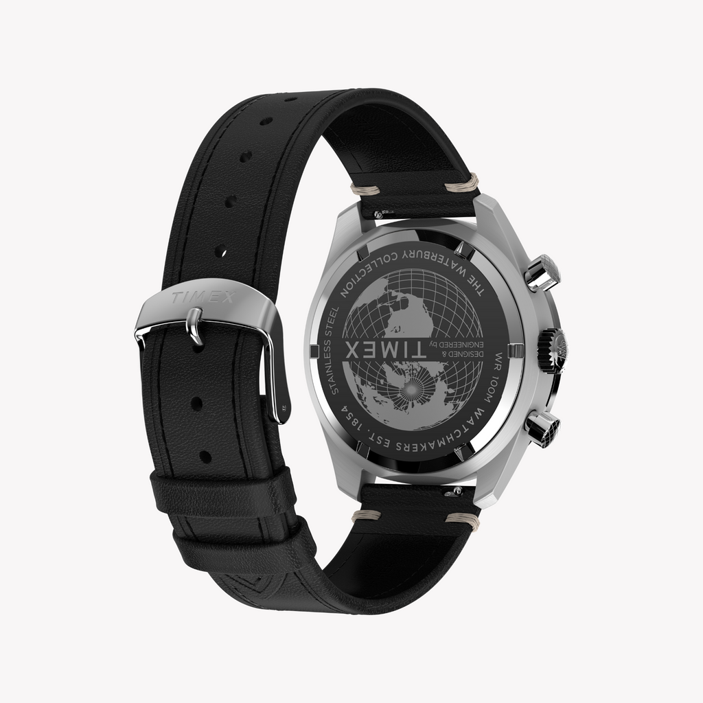 TIMEX Men's Steel/Blue, Leather/Black | TW2Y18600