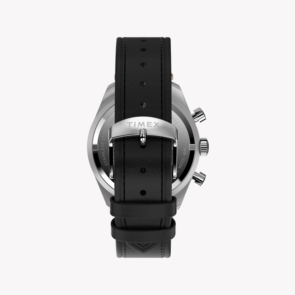 TIMEX Men's Steel/Blue, Leather/Black | TW2Y18600