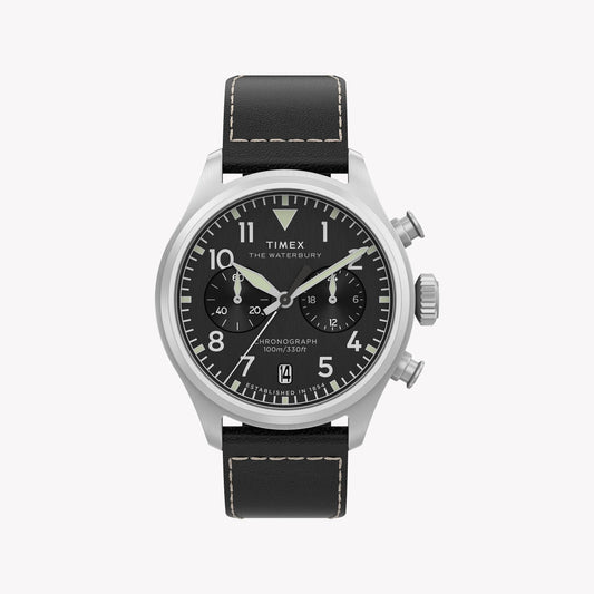 Waterbury Ace Chronograph SST Silver Dial Brown Leather Strap | TW2Y19000