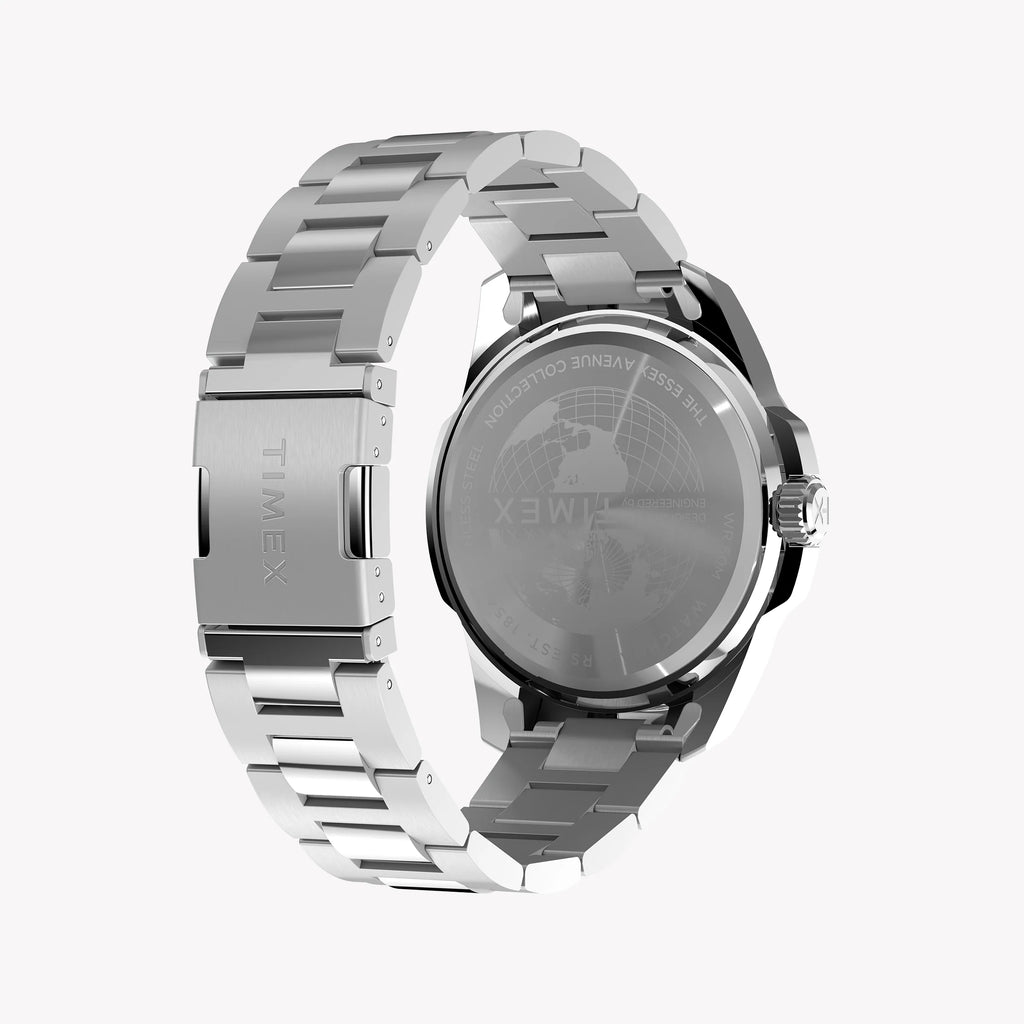 Essex 3-Hand Black Dial SST Bracelet | TW2Y21000 Stylish Timepiece