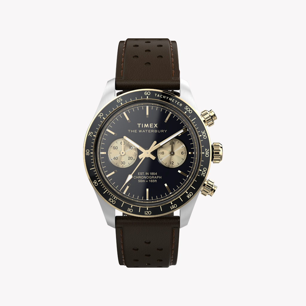 TIMEX Men's Silver/Brown Leather Watch | TW2Y24100