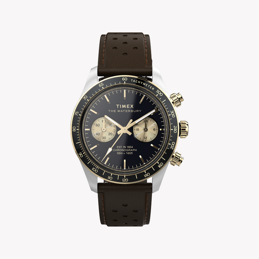 TIMEX Men's Silver/Brown Leather Watch | TW2Y24100