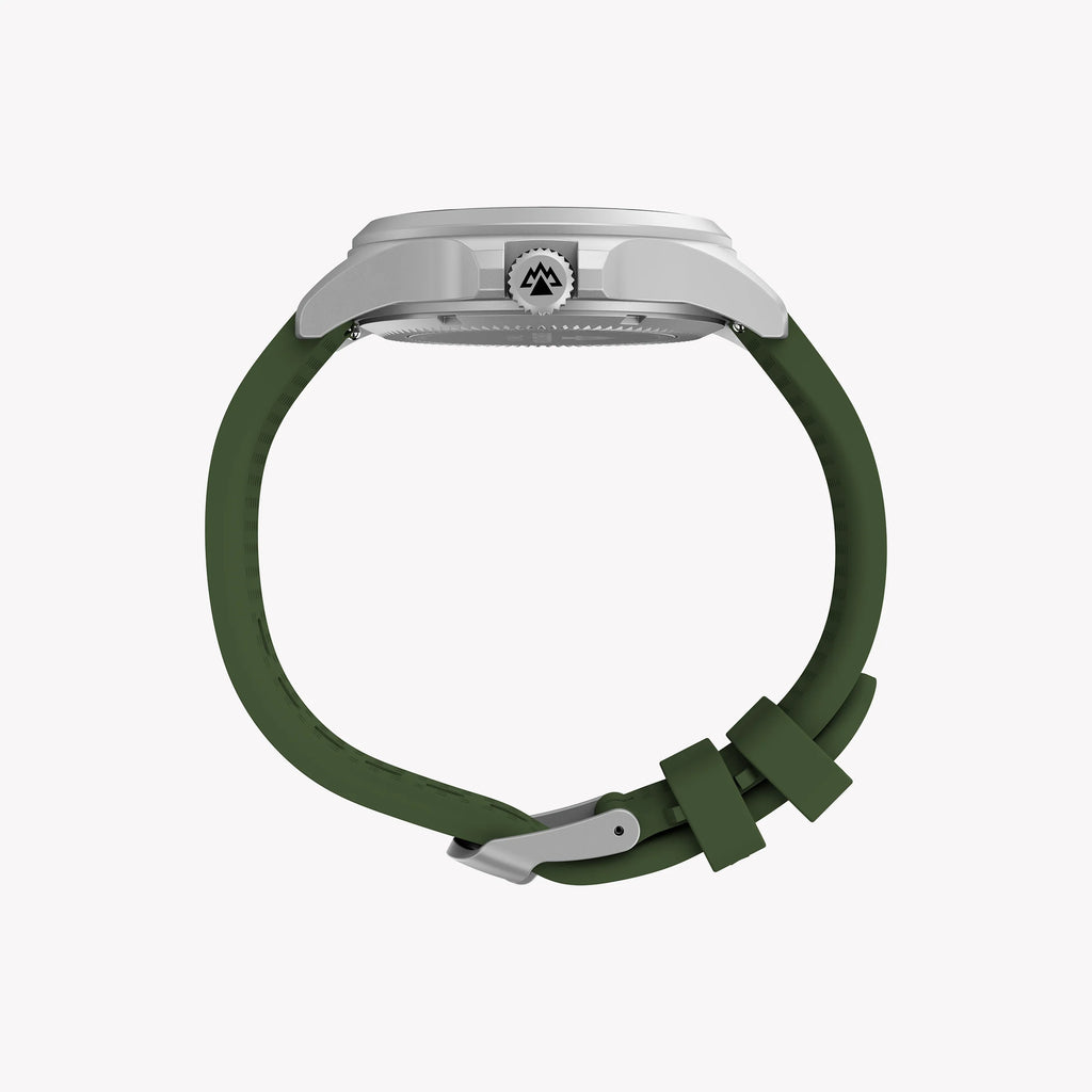 Expedition Field Post Solar 41mm SST Black Dial Green Silicone Strap | TW2Y31600