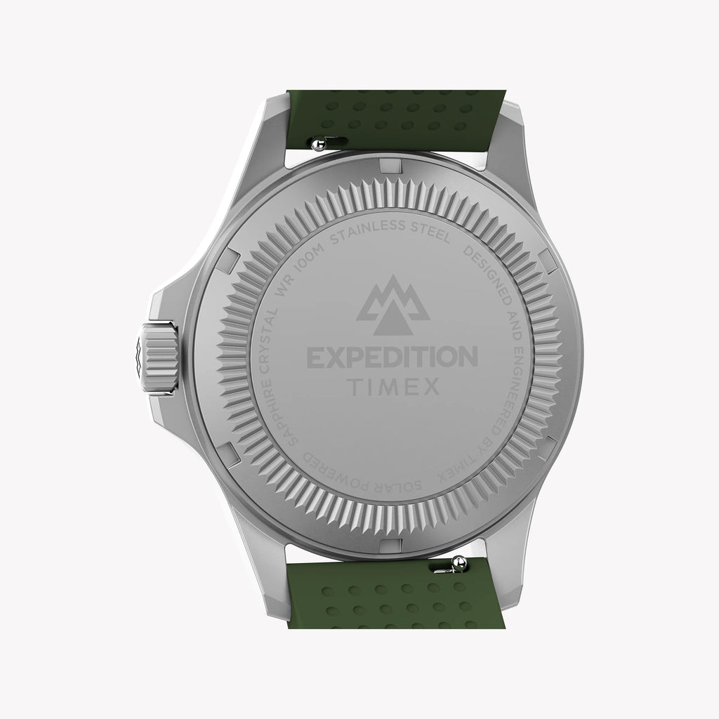 Expedition Field Post Solar 41mm SST Black Dial Green Silicone Strap | TW2Y31600