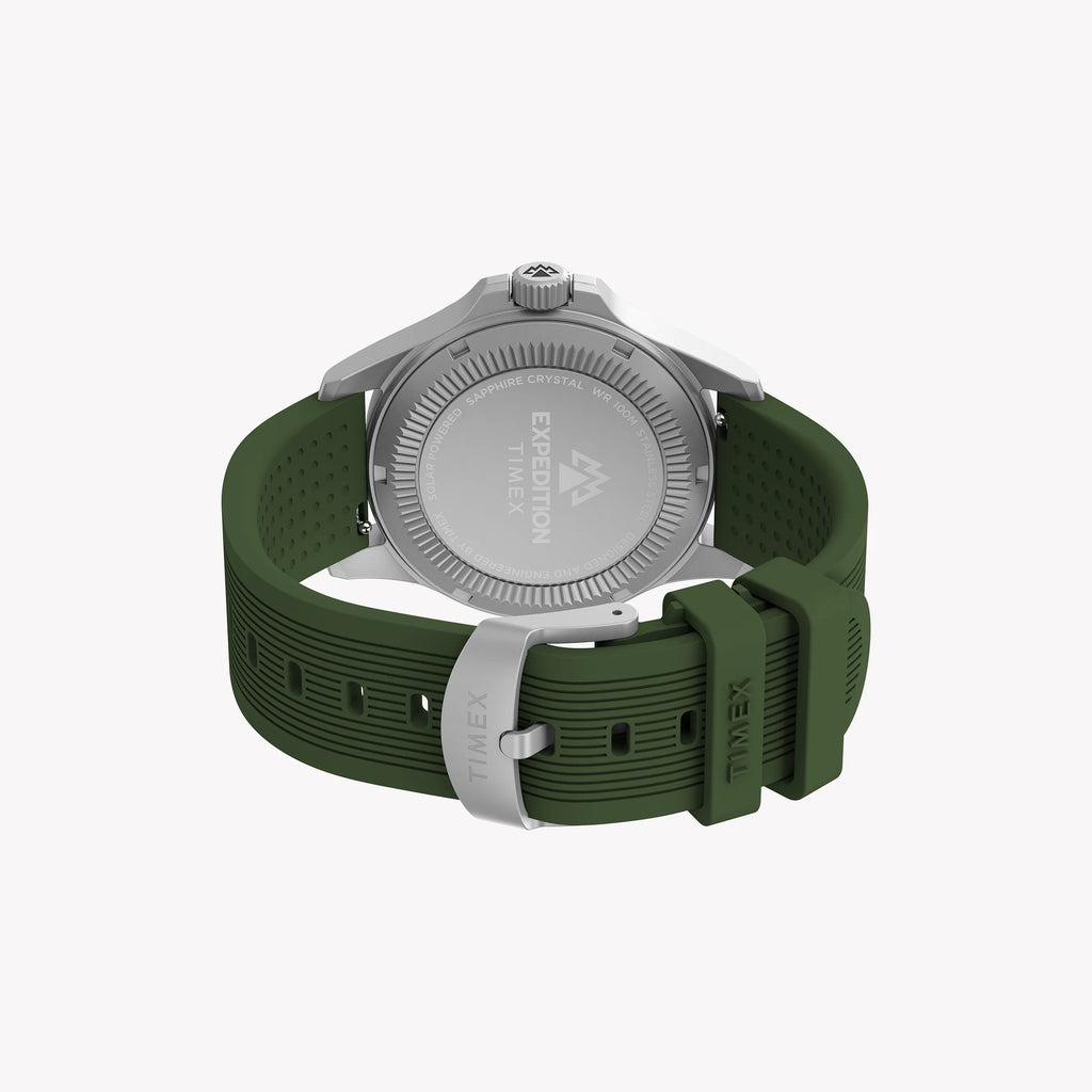 Expedition Field Post Solar 41mm SST Black Dial Green Silicone Strap | TW2Y31600