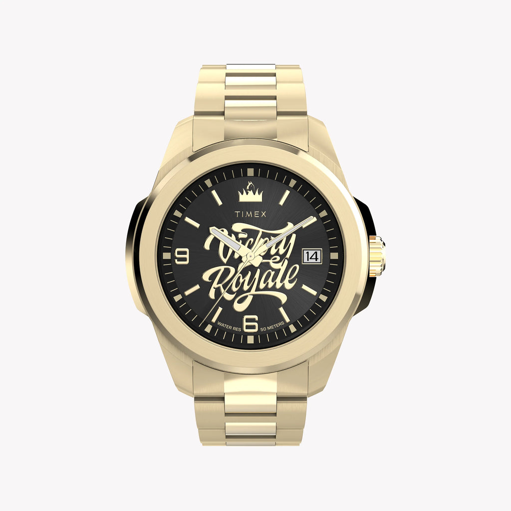 TIMEX X Fortnite Essex 45mm Gold Tone Case Black Dial Bracelet | TW2Y47200