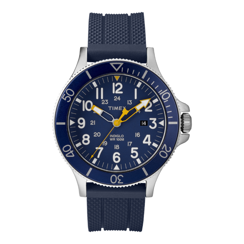 TIMEX MILITARY ALLIED TW2R60700 - MEN'S BLUE SILICONE & BRASS WATCH WITH INDIGLO LIGHT