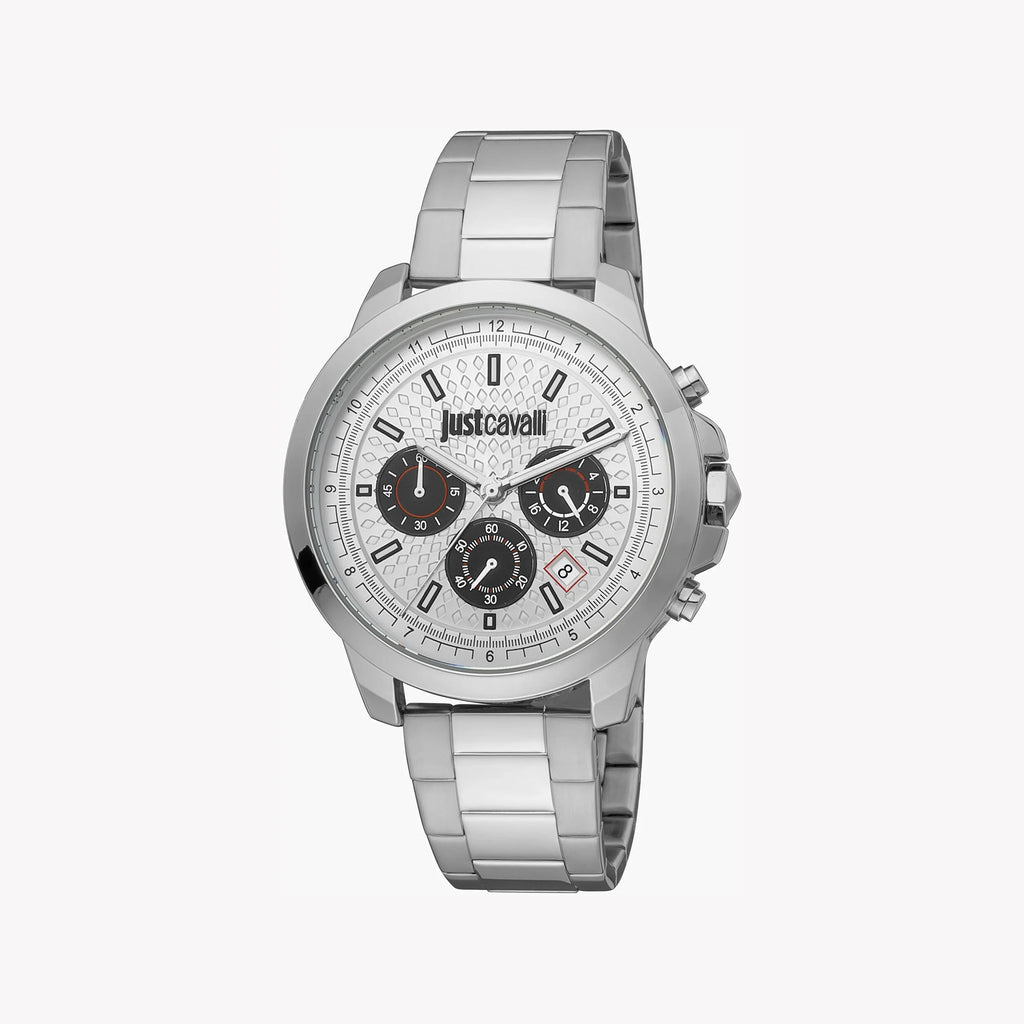JUST CAVALLI JC1G178M0055 - ELEGANT SILVER STAINLESS STEEL MEN'S WATCH - TIMELESS SOPHISTICATION