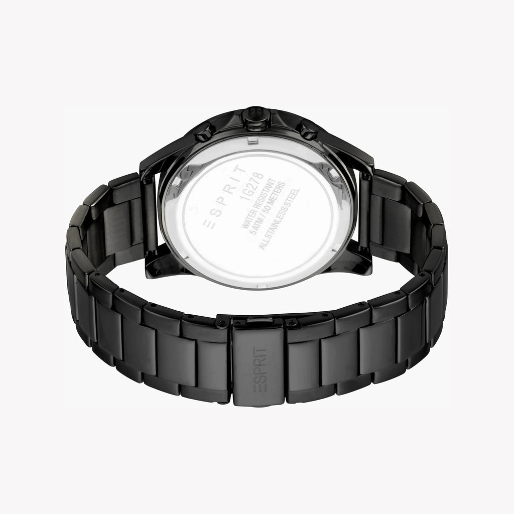 ESPRIT BLACK ELEGANCE - STYLISH MEN'S WATCH with Black Stainless Steel Band and Dial, 44mm Round Case