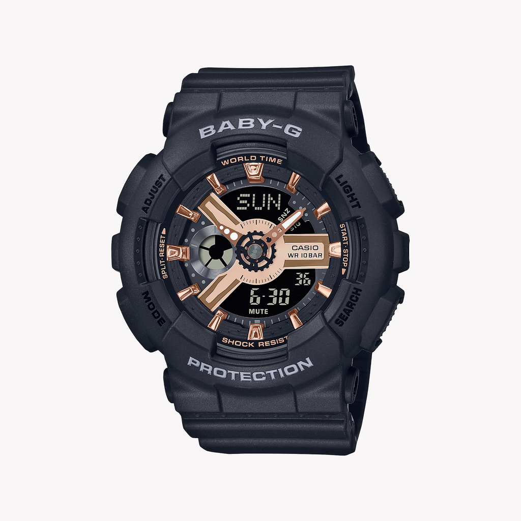 BA-110XRG-1ADR BABY-G BOLD & SPORTY - Chic Women's Watch with Striking Black Design and Functional Features
