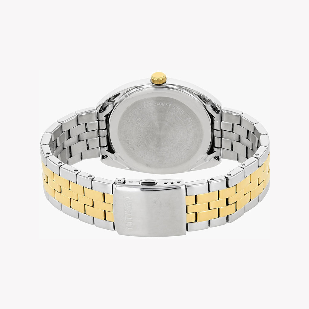 CITIZEN BI5094-59E - ELEGANT POWERHOUSE: Men's Stylish Silver & Gold Watch with Bold Black Dial