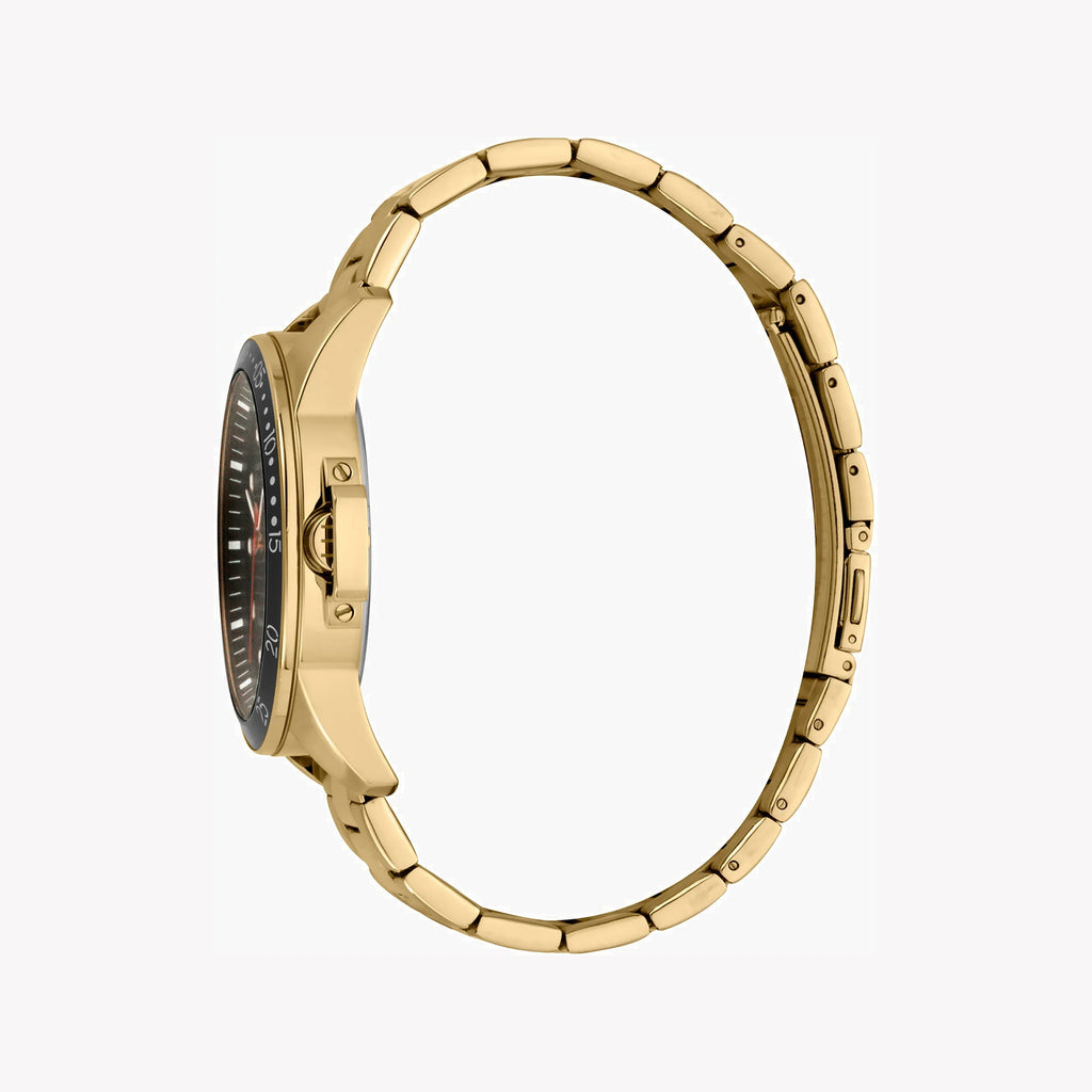 ESPRIT MEN'S STAINLESS STEEL TIMEPIECE - ELEGANT GOLD BAND & BLACK DIAL CLASSIC