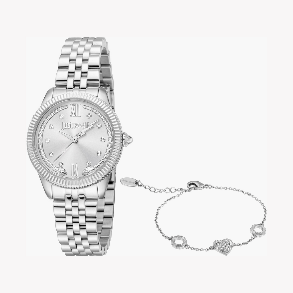 JUST CAVALLI JC1L315M0045 - BOLD SILVER CHARM: Stylish Women's Wristwatch with Sleek Stainless Steel Band