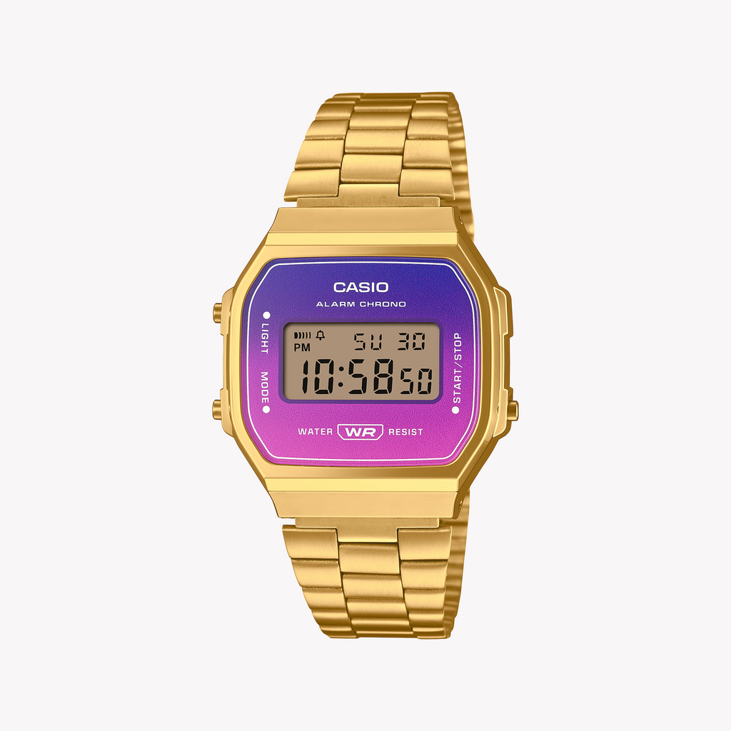 CASIO A168WERG-2ADF - SPORTY ELEGANCE WITH GOLD ACCENTS & DIGITAL DISPLAY