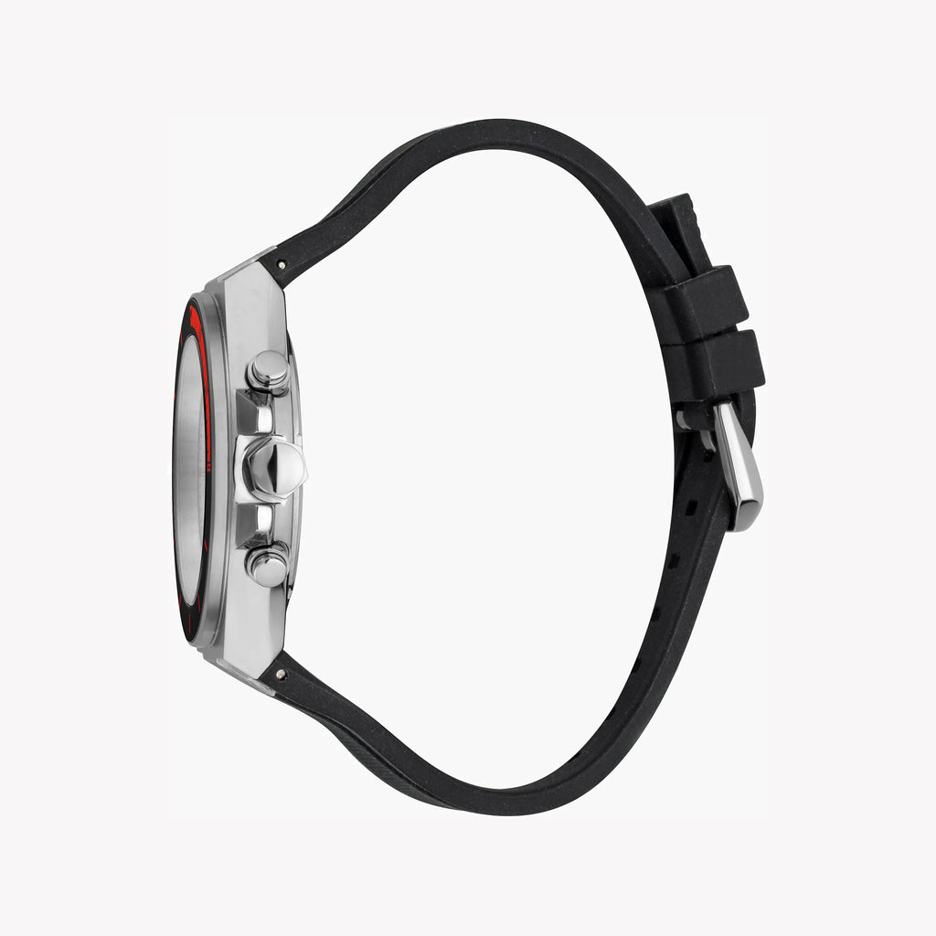 JUST CAVALLI JC1G139P0025 MEN'S WATCH - SOPHISTICATED SILVER DIAL & BLACK SILICONE BAND