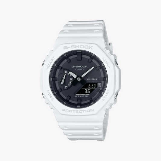 CASIO G-SHOCK GA-2100-7ADR OAK - CHIC RESILIENCE MEN'S WATCH with White Resin Band and Sleek Design