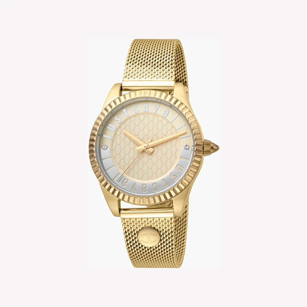 JUST CAVALLI Women's Watch with Gold Stainless Steel Case and Gold Stainless Steel Band