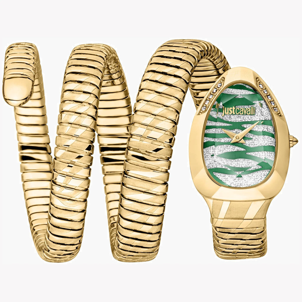 JUST CAVALLI Women's Watch with Gold Stainless Steel Case and Gold Stainless Steel Band