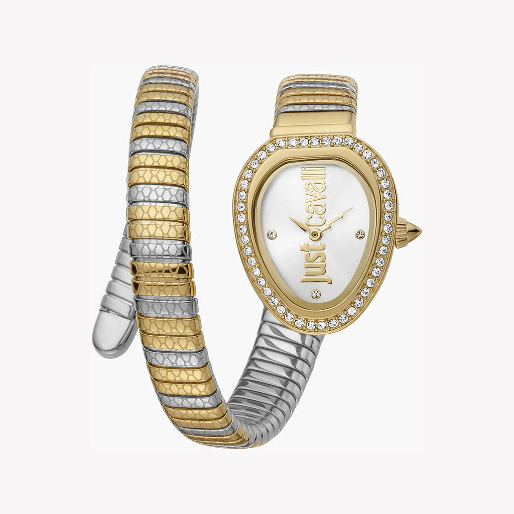 JUST CAVALLI Women's Watch with Silver Stainless Steel Case and Silver & Gold Stainless Steel Band