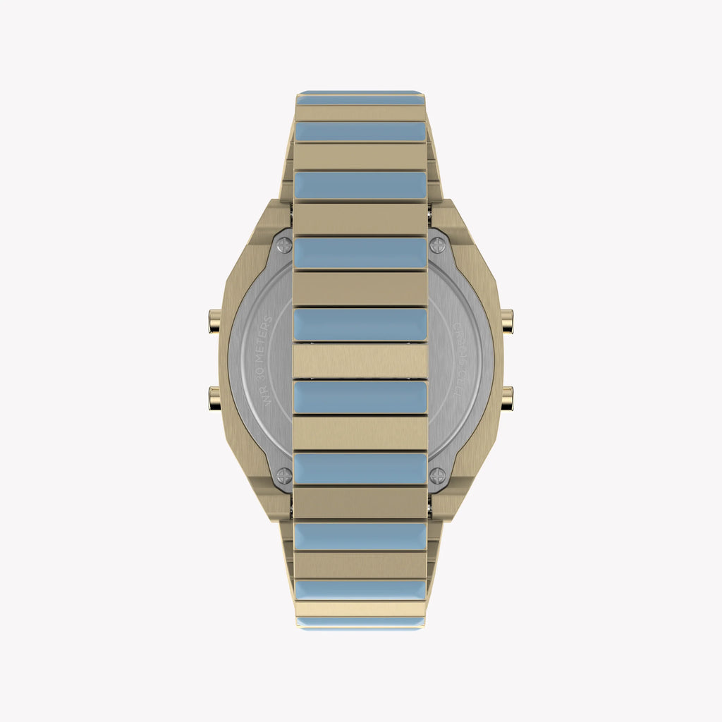 Timex 80 Stainless Steel Expansion Band Gold-Tone with Blue Accents TW2W40800 Women's Watch