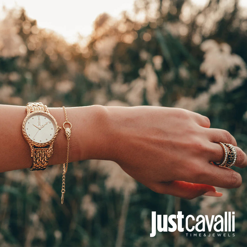 JUST CAVALLI Women's Watch with Gold Stainless Steel Case and Gold Stainless Steel Band