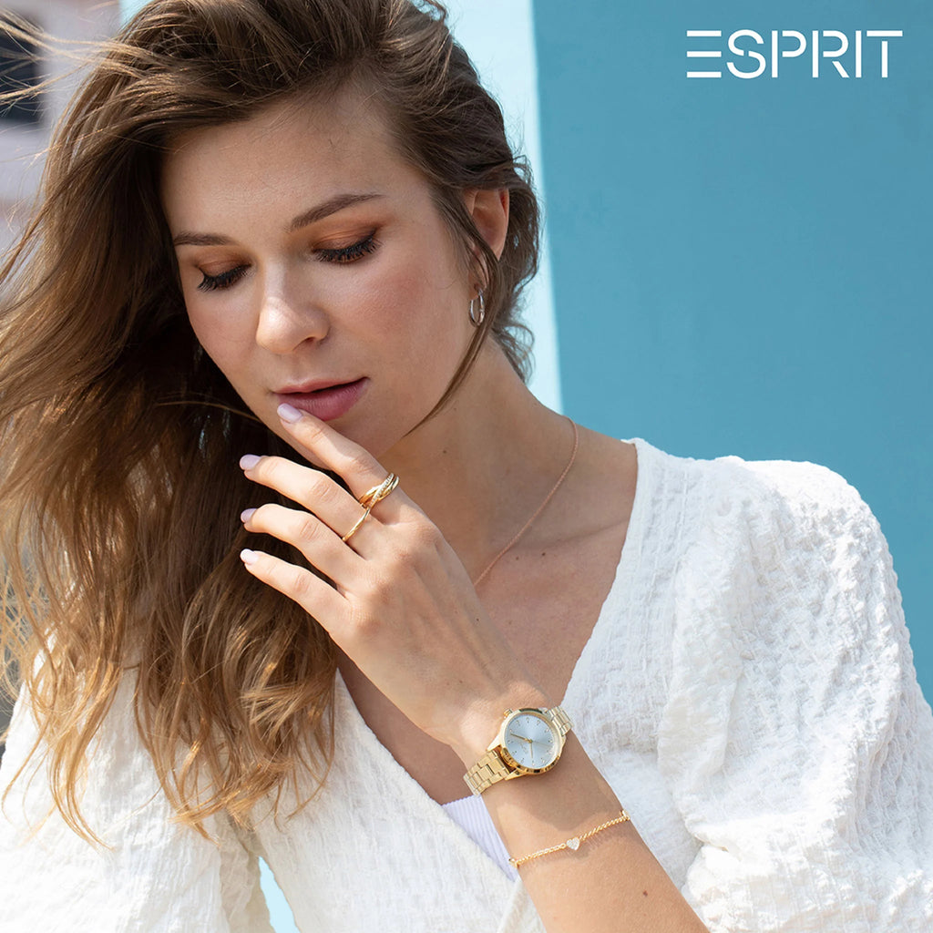 ESPRIT Women's Watch with Gold Stainless Steel Case and Gold Stainless Steel Band