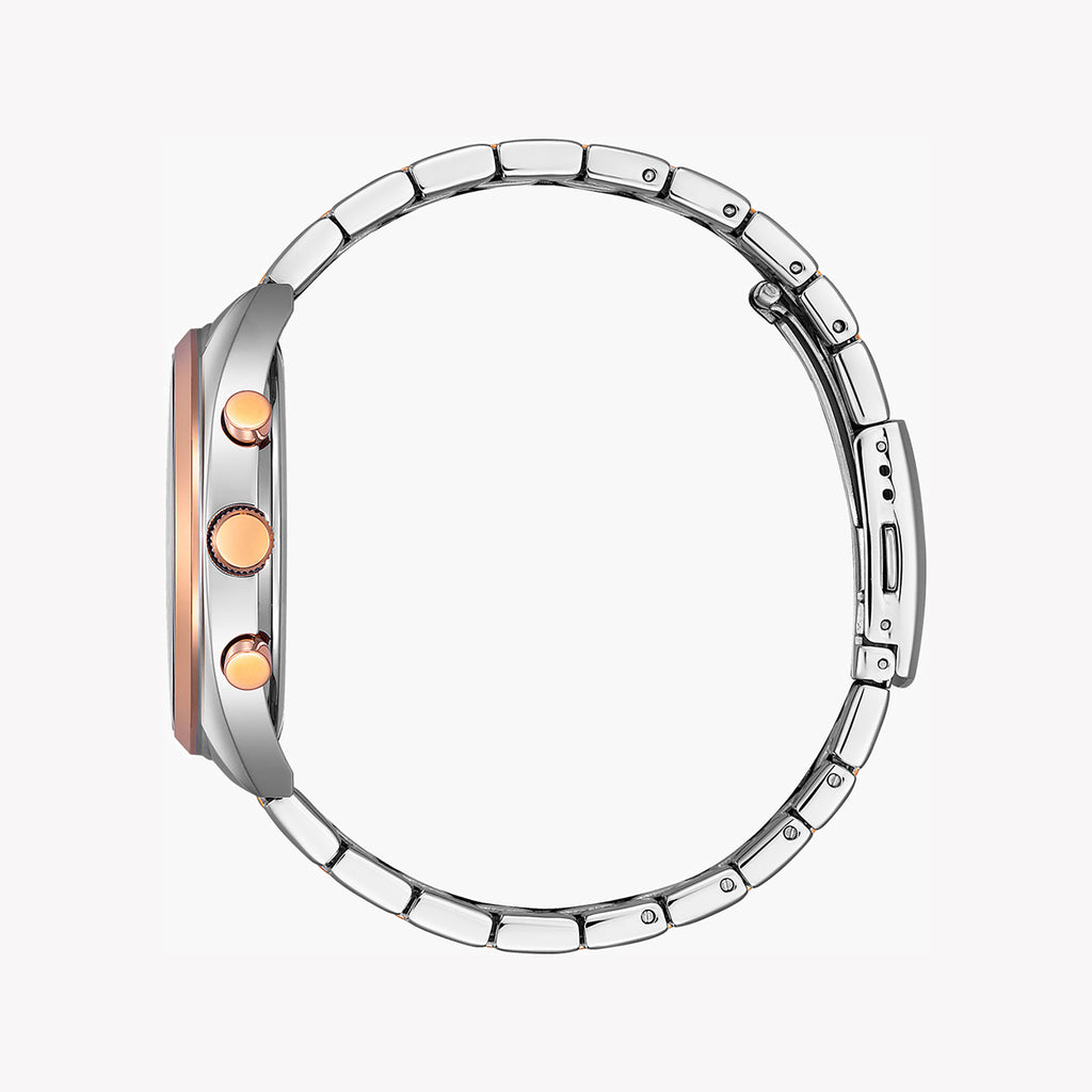 CITIZEN AN8216-50L DYNAMIC PRECISION - STYLISH MEN'S CHRONOGRAPH WATCH with Blue Dial & Silver-Rose Gold Band