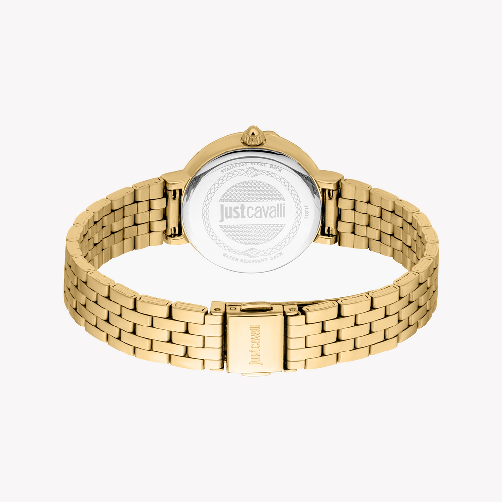 JUST CAVALLI JC1L311M0025 - RADIANT ELEGANCE WOMEN'S WATCH WITH GOLD & WHITE MOTHER-OF-PEARL DIAL