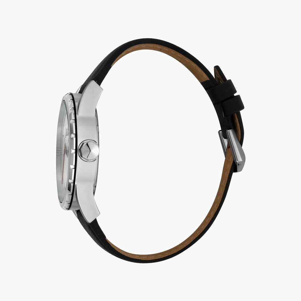 JUST CAVALLI JC1G082L0515 MEN'S TIMEPIECE - ELEGANT SILVER DIAL & BLACK LEATHER BAND