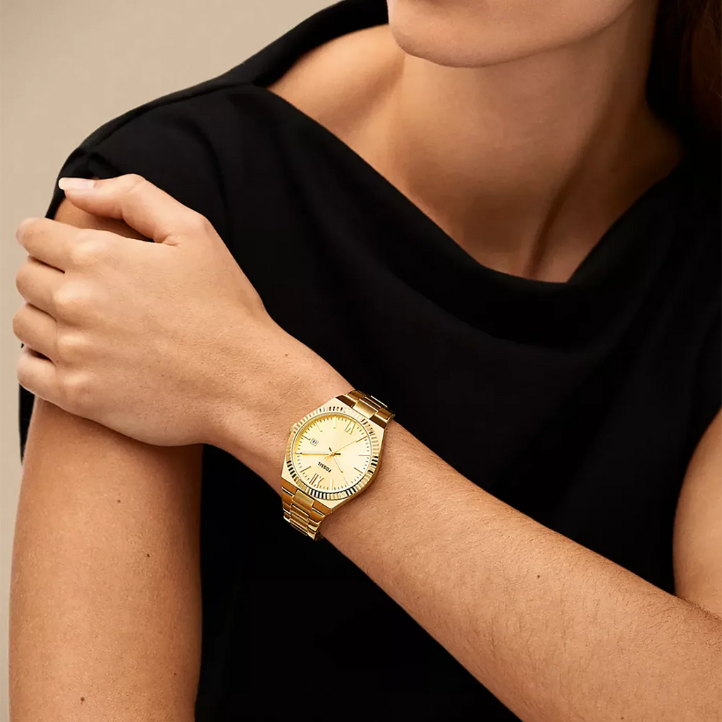 Scarlette Three-Hand Date Gold-Tone Stainless Steel Watch ES5299