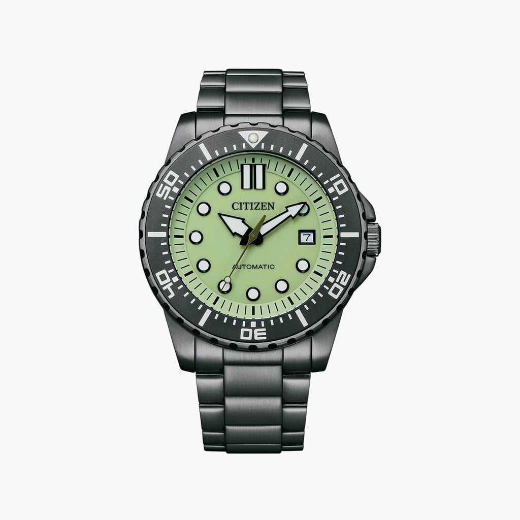 CITIZEN NJ0177-84X BLACK STEEL - STRIKING GREEN DIAL MEN'S AUTOMATIC WATCH